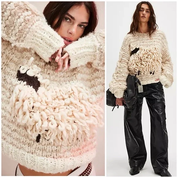 Free People Dream Of Sheep Textured Pullover Sweater SZ S - Picture 2 of 9